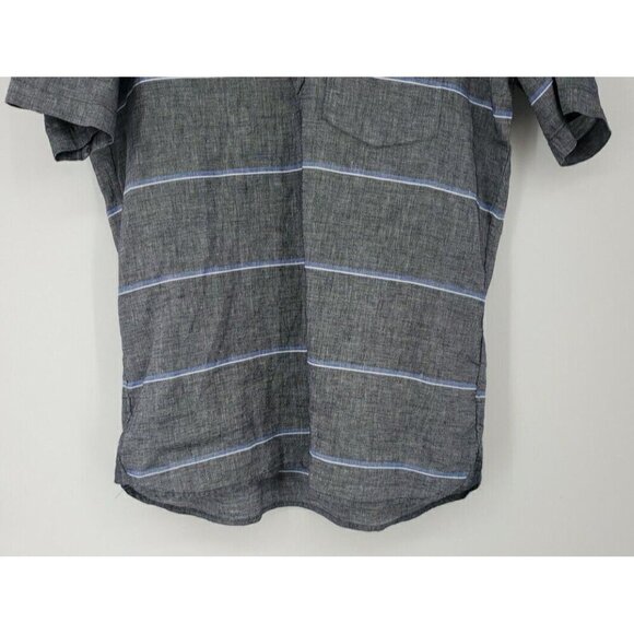 Brooks Brothers Men's Large Black w/Stripe Short Sleeve Shirt Linen Blend  NWT - Picture 4 of 11